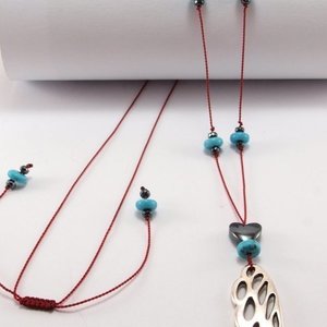 feather in the wind - μετάξι, chic, charms, φτερό, αιματίτης, μέταλλο, κορδόνια, μακριά, boho - 3