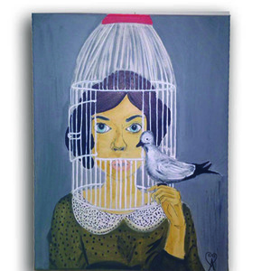 think out the cage - πίνακες ζωγραφικής, πίνακες σε καμβά, πίνακας με γυναίκα