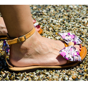 #Dreamland Beach# Sandals - δέρμα, φιόγκος, chic, καλοκαιρινό, μοντέρνο, χειροποίητα, φλοράλ, romantic, φλατ - 3