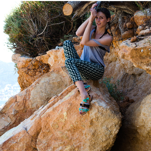 #Karma Beach# & #Βinalong Βay# Sandals - δέρμα, ημιπολύτιμες πέτρες, καλοκαιρινό, με φούντες, κοχύλι, pom pom, χειροποίητα, πέτρες, boho, ethnic, ankle strap - 5