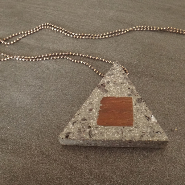 Μενταγιόν τσιμέντου "Πυθαγόρας" - handmade, ξύλο, τσιμέντο, χειροποίητα, μακριά - 2