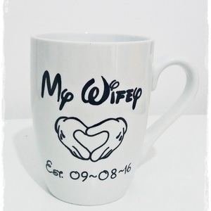 ΝΕW!!!Σετ κούπες "..Hubby and Wifey" - αγάπη, πρωτότυπο, χειροποίητα, δώρα γάμου, γάμος, πορσελάνη, δωράκι, personalised - 2