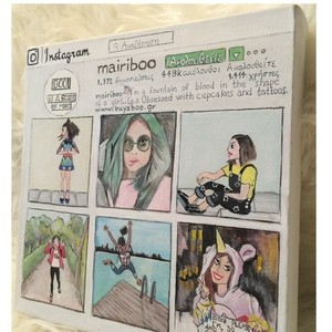 20*20 "My Instagram" - διακοσμητικό, ζωγραφισμένα στο χέρι, καμβάς, διακόσμηση, τοίχου, ακρυλικό, πρωτότυπο, χειροποίητα, πρωτότυπα - 4