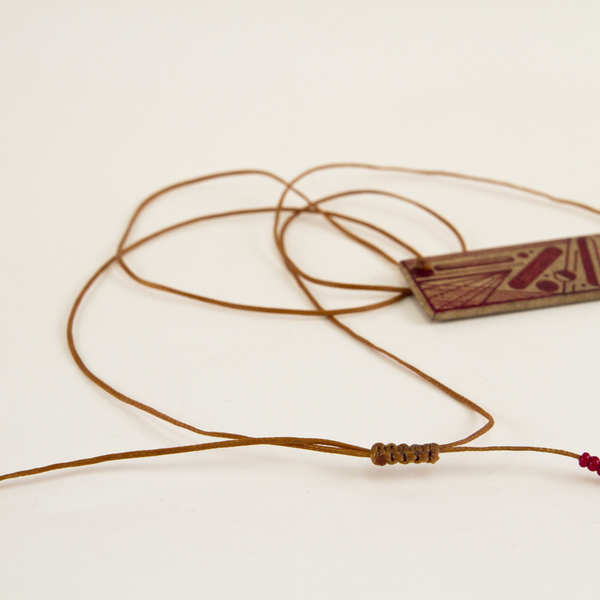 Ξύλινο κολιέ με γεωμετρικό μοτίβο "Montferrat" - ξύλο, κολιέ, γεωμετρικά σχέδια, minimal - 2