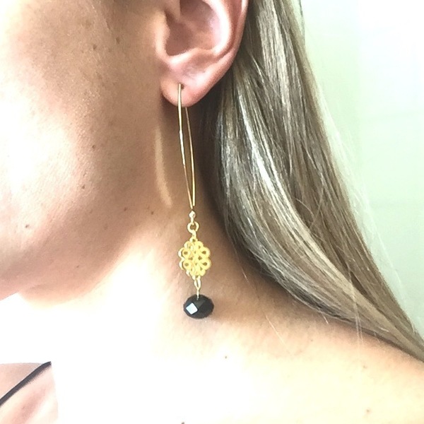 Threader earrings - chic, handmade, fashion, ιδιαίτερο, μοναδικό, μοντέρνο, γυναικεία, επιχρυσωμένα, επιχρυσωμένα, κρύσταλλα, κρύσταλλα, στυλ, δώρο, μέταλλο, σκουλαρίκια, χειροποίητα, πρωτότυπα, minimal, κομψά, ελαφρύ, gift, δώρα για γυναίκες - 2