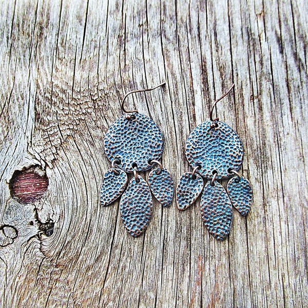 copper hoop| σκουλαρικι χαλκος minimal - chic, fashion, vintage, μόδα, ιδιαίτερο, μοντέρνο, χαλκός, δώρο, γεωμετρικά σχέδια, εντυπωσιακά, σφυρήλατο, minimal, must, unique, ευκολοφόρετο, διαχρονικό, κρεμαστά, amano, contemporary, faux bijoux - 2