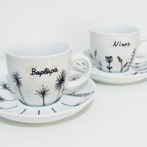 Σετ φλιτζάνια τσαγιού "Dream,live,love,laugh" - ζωγραφισμένα στο χέρι, μοναδικό, χειροποίητα, δώρα γάμου, πορσελάνη, δωράκι, personalised, σετ, unique, ζευγάρια, δώρα αγίου βαλεντίνου, κούπες & φλυτζάνια, πρωτότυπα δώρα