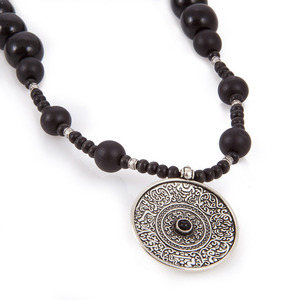Μακρύ κολιέ ∘BOHO∘ με ξύλο & ασημί ethnic στοιχείο - chic, βραδυνά, μακρύ, μέταλλο, μακριά, boho, ethnic