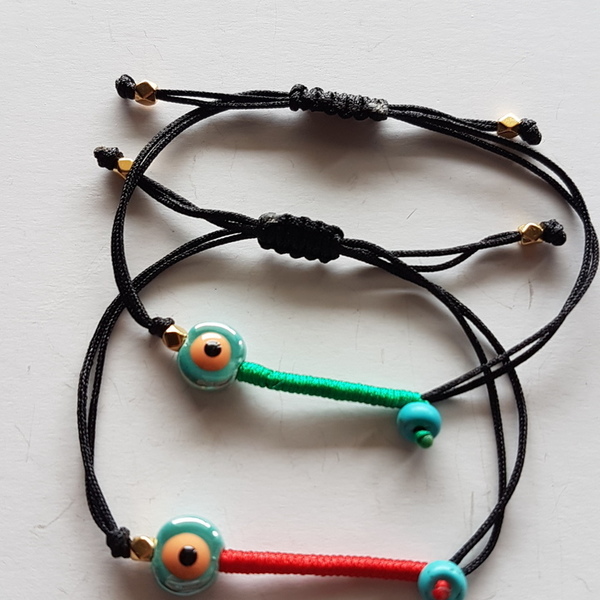 Βραχιόλι με κεραμικό μάτι - charms, γυναικεία, χαολίτης, κεραμικό, μέταλλο, βραχιόλι, βραχιόλια, κορδόνια, χειροποίητα, μάτι, μακραμέ κούμπωμα, φθηνά - 5