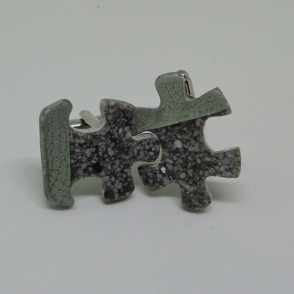 Μανικετόκουμπα τσιμέντου “puzzle” - ανδρικά, τσιμέντο, χειροποίητα, γάμος, ατσάλι, μελισσοκέρι - 3
