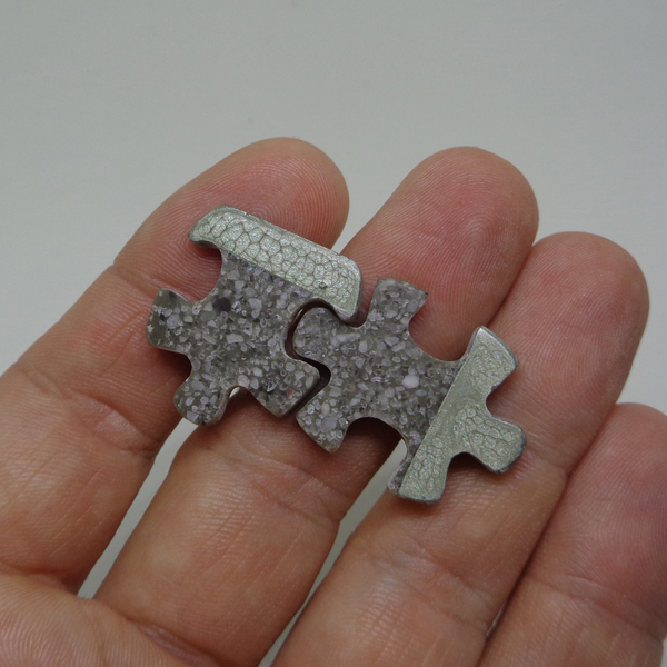 Μανικετόκουμπα τσιμέντου “puzzle” - ανδρικά, τσιμέντο, χειροποίητα, γάμος, ατσάλι, μελισσοκέρι - 2