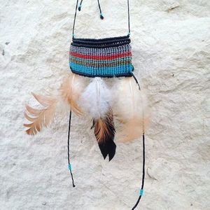 Μακραμέ κρεμαστό Indian Style - fashion, μοναδικό, φτερό, μακραμέ, κορδόνια, χειροποίητα, must, χριστουγεννιάτικο, unique, boho, ethnic, Black Friday, αυξομειούμενα, δώρα για γυναίκες, φθηνά - 2