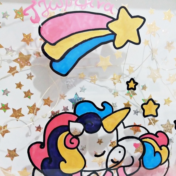 Φωτιζόμενο customized κάδράκι "Sleep Unicorn..." - διακοσμητικό, ζωγραφισμένα στο χέρι, κορίτσι, customized, δωράκι, personalised, σετ, gift, δώρα για παιδιά, μονόκερος, δώρα γενεθλίων, παιδικά φωτιστικά - 4