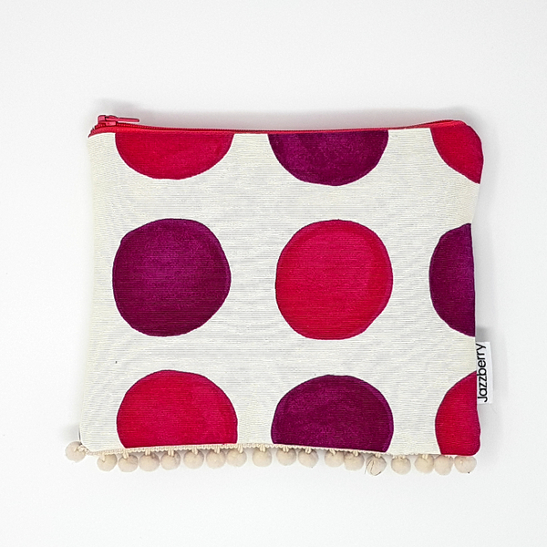 Σετ Origami ώμου Jazzberry Dots και ασορτί νεσεσέρ - βαμβάκι, καλοκαίρι, ώμου, πουά, μεγάλες, παραλία, θαλάσσης, φθηνές - 3