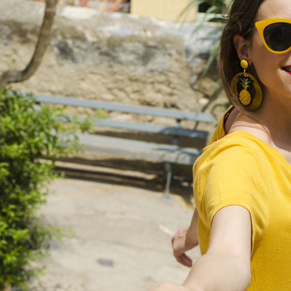 Pineapples - statement, ύφασμα, βραδυνά, ξύλο, μοντέρνο, εντυπωσιακά, boho, ethnic, κρεμαστά - 4