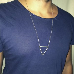Triangle on a Chain - ασήμι, chic, γυναικεία, ασήμι 925, ανδρικά, μακρύ, γεωμετρικά σχέδια, κρεμαστά, μενταγιόν - 2