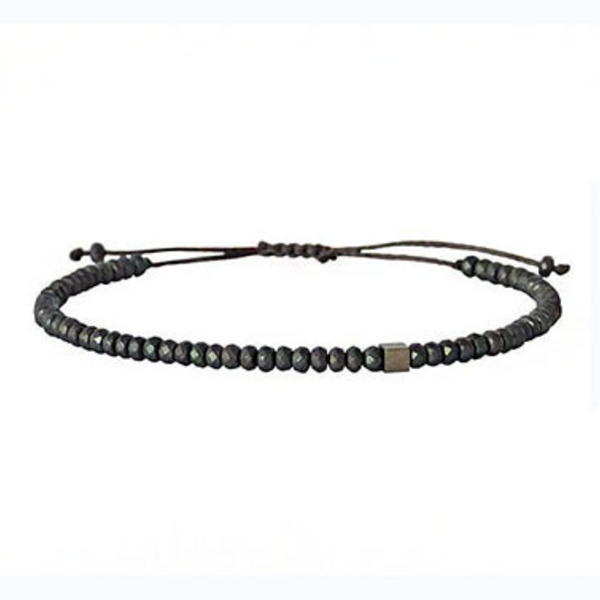 Ανδρικό βραχιόλι cube Hematite grey mat - ημιπολύτιμες πέτρες, αιματίτης, βραχιόλια, δώρα για άντρες
