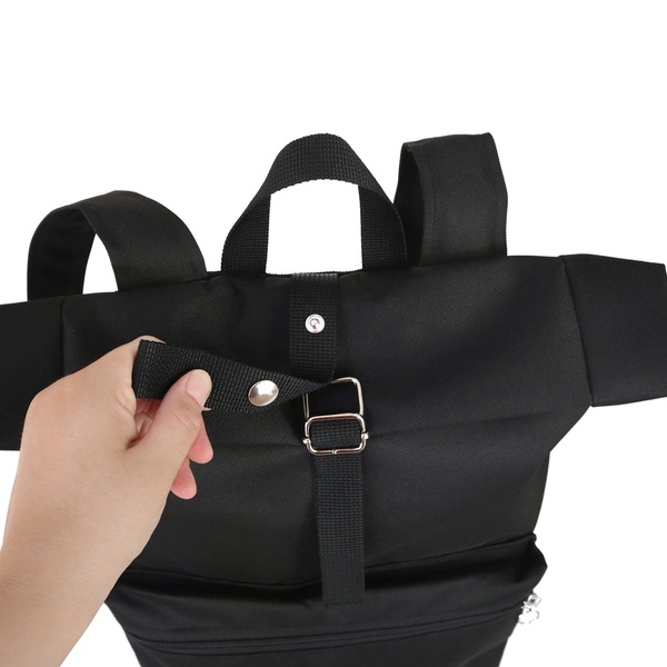 Μαύρο Σακίδιο Πλάτης // Roll top Backpack - πλάτης, σακίδια πλάτης, all day, vegan friendly - 3