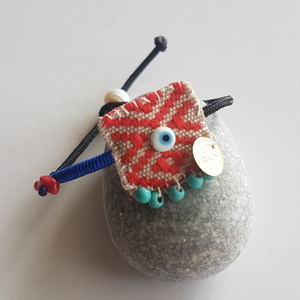 Βραχιόλι boho με ύφασμα - ύφασμα, charms, κορδόνια, μάτι, αυξομειούμενα, φθηνά