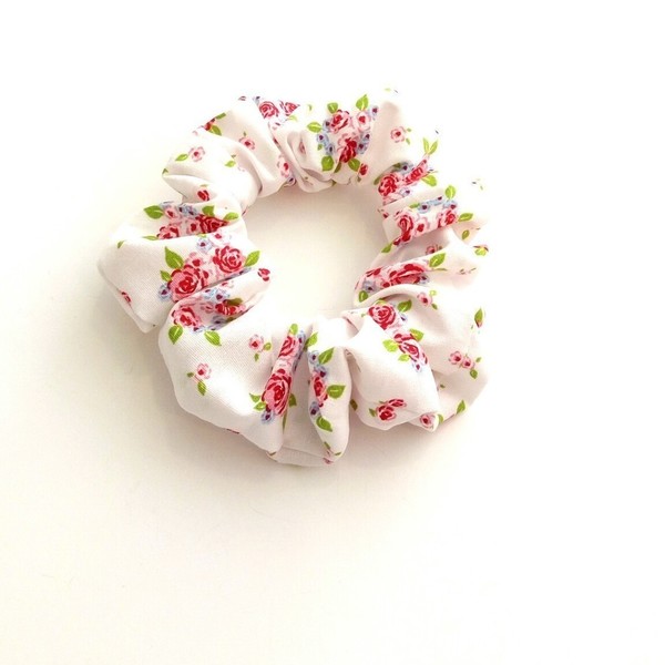 Σετ 3 λαστιχάκια φλοράλ πουά σατέν lime - ύφασμα, φλοράλ, σετ, μοδάτο, λαστιχάκια μαλλιών - 4