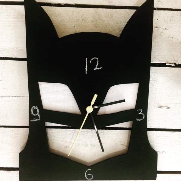 Ρολόι μαυροπίνακας νυχτερίδα - δώρα για βάπτιση, δώρα γενεθλίων