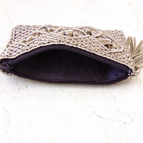 Μακραμέ boho πορτοφόλι - ύφασμα, μακραμέ, κορδόνια, boho, πορτοφόλια - 3