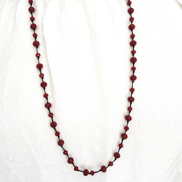 Κολιέ ροζάριο κόκκινες χάντρες - χειροποίητα, χάντρες, μακριά, ροζάριο, Black Friday, φθηνά - 3