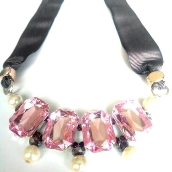 Κολιέ Statement - γυναικεία, χειροποίητα, χάντρες, κοντά, μεγάλα, φθηνά - 4