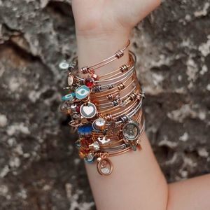 ALL AROUND THE WORLD ROSEGOLD By Natalie Gersa - επιχρυσωμένα, ατσάλι, χεριού, αυξομειούμενα - 3