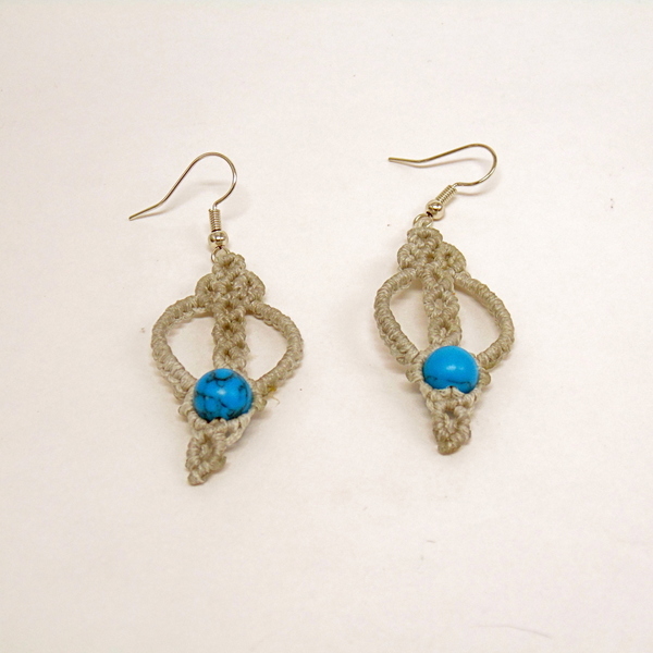 Σκουλαρίκια μακραμέ πλεκτά - μακραμέ, boho, κρεμαστά, πλεκτά