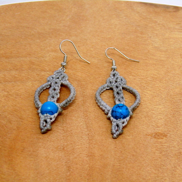Σκουλαρίκια μακραμέ πλεκτά - μακραμέ, boho, κρεμαστά, πλεκτά - 2