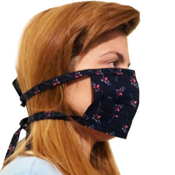 Μάσκα βαμβακερή μπλε με μικρό σχέδιο σετ δύο τεμαχίων - μπλε, γυναικεία, μάσκα προσώπου, μάσκες προσώπου - 5