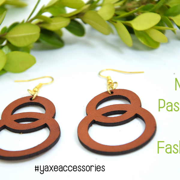 Μαύρα και καφέ δερμάτινοι κύκλοι σκουλαρίκια - statement, βραδυνά, γεωμετρικά σχέδια, καθημερινό - 2