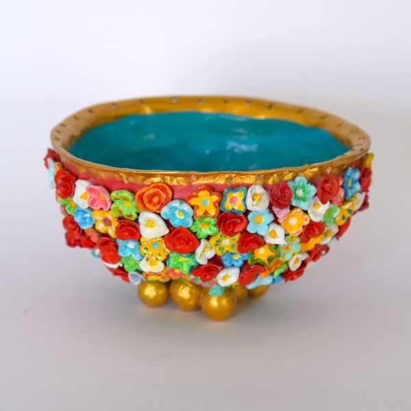 Μπολάκι με λουλούδια - χαρτί, μπολ, πηλός, δώρα γενεθλίων - 2