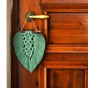 Boho μακραμέ διακοσμητικό φύλλo με ρόμβους 16x21cm (004) - δώρο, μακραμέ, φύλλο, boho, διακοσμητικά - 2