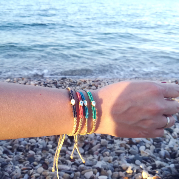Minimal eye macrame βραχιόλι - μακραμέ, μάτι, χεριού, αυξομειούμενα - 3