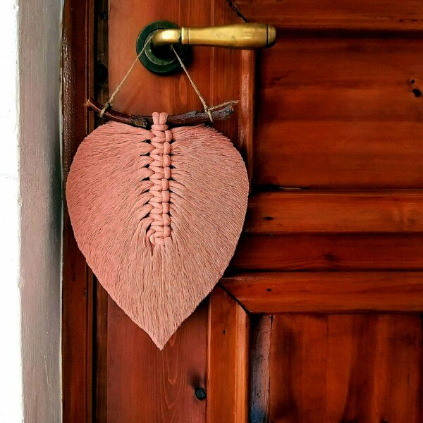 Boho μακραμέ διακοσμητικό φύλλo 16x21cm (008) - δώρο, μακραμέ, φύλλο, boho, διακοσμητικά - 2