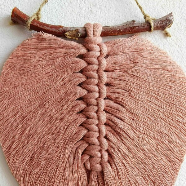 Boho μακραμέ διακοσμητικό φύλλo 16x21cm (008) - δώρο, μακραμέ, φύλλο, boho, διακοσμητικά - 3