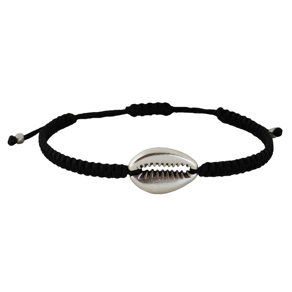 Ανδρικό βραχιόλι silver shell macrame - μακραμέ, βραχιόλια, δώρα για άντρες