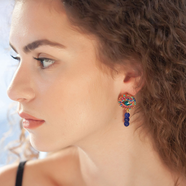 Βοhο αστραφτερά σκουλαρίκια, μακριά - ημιπολύτιμες πέτρες, αχάτης, μακριά, boho, κρεμαστά - 2