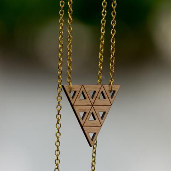 Γυναικείο Κολιέ Triangle 1 set - ξύλο, επιχρυσωμένα, μακριά