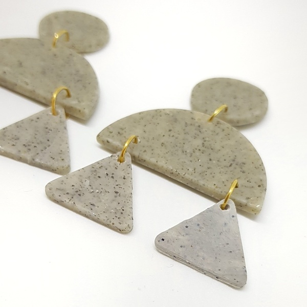 Statement oversized εφέ άμμου. - πηλός, boho, κρεμαστά, μεγάλα, faux bijoux - 2