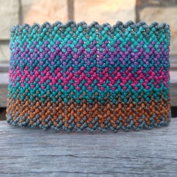 Μακραμέ βραχιόλι Φαρδύ mix and match - μακραμέ, boho, χεριού, αυξομειούμενα, φαρδιά - 4