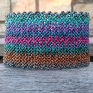 Μακραμέ βραχιόλι Φαρδύ mix and match - μακραμέ, boho, χεριού, αυξομειούμενα, φαρδιά - 4