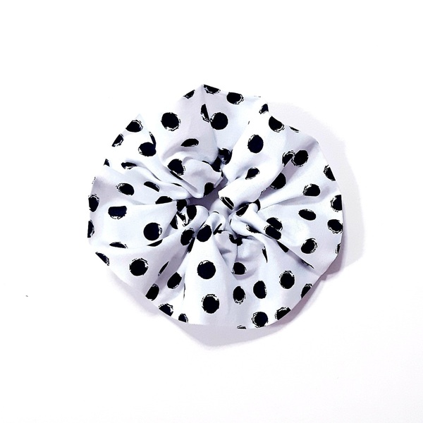 Scrunchie/ Λαστιχάκι μαλλιών 'πουά' - ύφασμα, απαραίτητα καλοκαιρινά αξεσουάρ, λαστιχάκια μαλλιών