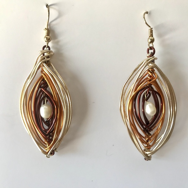 Σκουλαρίκια από έγχρωμα σύρματα - boho, κρεμαστά, μεγάλα