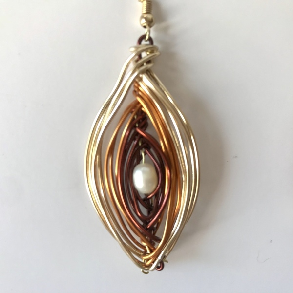 Σκουλαρίκια από έγχρωμα σύρματα - boho, κρεμαστά, μεγάλα - 4