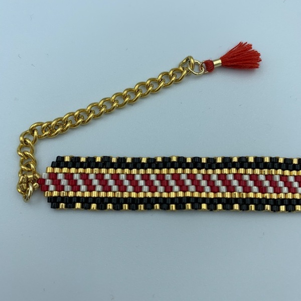 Βραχιόλι σε γεωμετρικό σχέδιο - γεωμετρικά σχέδια, χάντρες, miyuki delica, χεριού, αυξομειούμενα - 2