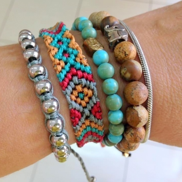 Μακραμέ Βραχιόλι mix and match. - μακραμέ, unisex, χεριού, αυξομειούμενα - 4