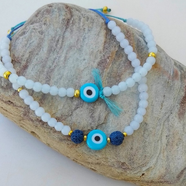 Μινιμαλ μακραμε βραχιόλι μάτι - charms, μάτι, χάντρες, χεριού, αυξομειούμενα - 3